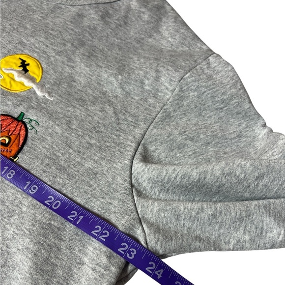 Vintage Y2K Fashion Bug Halloween Sweatshirt Embroidered Pumpkins Bats Moon Top - Picture 4 of 8